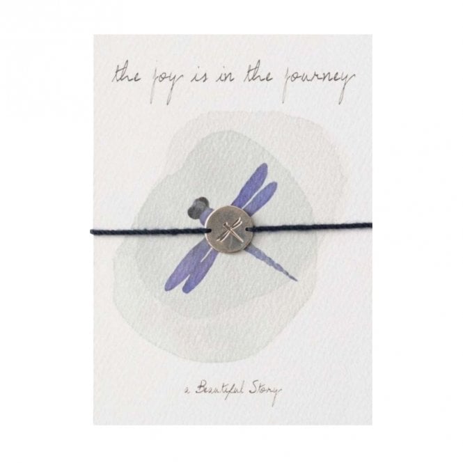 This beautiful Bracelet Postcard Dragonfly from A Beautiful Story is the perfect gift - silver dragonfly bracelet adorned with a unique illustration of sunflowers and a quote that celebrates the joy of the journey. 