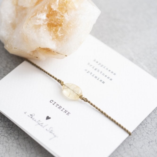 A Beautiful Story, This Gemstone Card Citrine Gold Bracelet is a sparkly and meaningful addition to any look. Crafted from ethically sourced cotton and one brightly shining Citrine gemstone