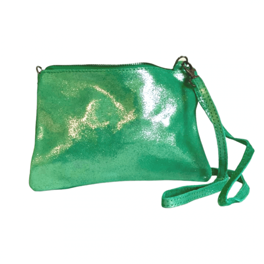 Fizz Metallic Clutch Bag Green